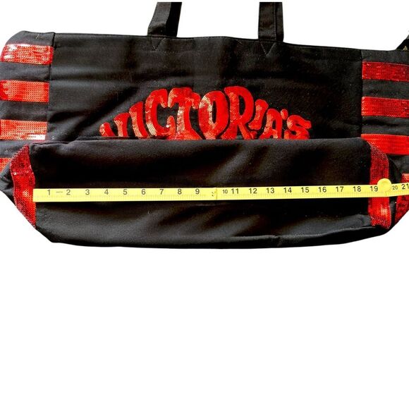 VICTORIA'S SECRET XL 2018 Black & Red Sequin Bling Glitter Weekend Tote Bag   ** - Picture 7 of 9